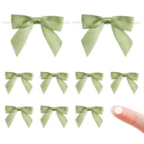 joycraft 50Pcs Twist Tie Bows, 3 Inches Satin Ribbon Twist Tie Bows, Holiday Gift Ribbon Bows, Small Satin Ribbon Bows for Birthday, Baby Shower, Wedding, Party Favor (Sage Green)