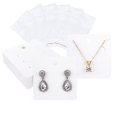 joycraft 6 Holes Earring Display Cards with Bags - 100Pcs White Paper Necklace Display Cards, 2.95 in Square Jewelry Card for Selling, Small Business, Craft Fair, Boutique Accessories