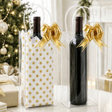 joycraft Wine Gift Bags with Handles, 4 Pcs Ice Wine Bags, Clear Plastic Gift Bags with Gold Pull Bows and Tissue Paper, Portable Wine Pouch Cooler, Reusable Packaging for Wedding Gifts Party Outdoor