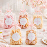 joycraft 100Pcs Clear Rice Krispie Treat Bags with Pink Sticks and Stickers,3.5x5.9 inch Clear Treat Bags,Cakesicle Bags,Flat Cellophane Bags for Macaron Pop,Candy,Apple Cookies,Cake Pop Packaging