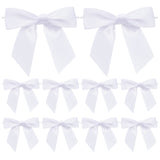 joycraft 50Pcs Twist Tie Bows, 3 Inches Satin Ribbon Twist Tie Bows, Holiday Gift Ribbon Bows, Small Satin Ribbon Bows for Birthday, Baby Shower, Wedding, Party Favor (White)