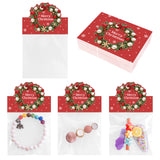 joycraft Jewelry Packaging for Small Business – 100Pcs OPP Clear Xmas Treat Bags with Merry Christmas Wreath Cards, Christmas Jewerly Display Bags Packaging for Selling, Party Favors, Holiday