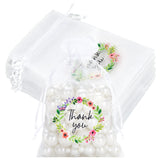 joycraft 4x6 In Thank You Organza Bags - 30Pcs White Mesh Gift Bags with Drawstring, Flower Organza Party Favor Pouch for Thanksgiving, Wedding, Birthday, Baby Shower