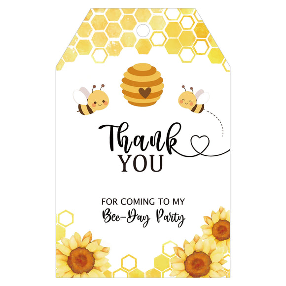 joycraft 50Pcs Bee Thank You Gift Tags with String, 3.3x2.1 In Paper Gift Wrapping Labels for Baby Shower, Thank You for Coming Hangtags, Bee Party Favor Hangtags for Gender Reveal, 1st Birthday, Wedding