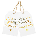 A Sweet Thank You Tags, joycraft 50Pcs Gold Thank You Gift Tags with String, 3x2 in White Kraft Paper Gift Tags, Sweet Thank You Tags for Wedding, Baby Shower, Birthday, Anniversary, Gift Wrap