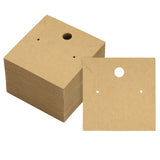 joycraft 100Pcs Earring Display Cards – 2.36In Brown Square Necklace Display Cards, Earring Kraft Paper Holder Cards for Handmade Jewelry, Small Business, Craft Fair, Retail Display