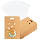 joycraft 100Pcs Keychain Display Cards with Self-Sealing Bags, 3x4.7 in Brown Paper Jewelry Cards Holder, Blank Jewelry Wrapper Card for Selling, Craft Fairs