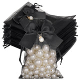 joycraft 4x6 In Organza Bags with Bow, 30Pcs Black Party Favor Bag, Jewelry Pouches with Drawstring, Sheer Mesh Drawstring Bags for Jewelry, Makeup, Candy, Desserts