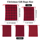 joycraft 6Pcs Christmas Buffalo Plaid Drawstring Bags, Cotton Christmas Drawstring Bags, Red and Black Christmas Gift Bags, Assorted Sizes Cloth Gift Bags for Gift Wrap, Christmas, Holiday, Birthday