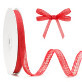 joycraft Burlap Ribbon - 20 Yards Red Jute Craft Ribbon, 3/8 Inch Rustic Mesh Fabric Ribbon for Gift Wrapping, Bows, Christmas Decor & DIY Crafts