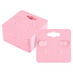 joycraft Earring Cards - 2 Inch Pink Earring Display Holder Cards, 100Pcs Kraft Paper Blank Stud Cards with 6 Holes for Selling, Jewelry DIY Crafts