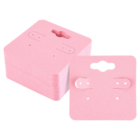 joycraft Earring Cards - 2 Inch Pink Earring Display Holder Cards, 100Pcs Kraft Paper Blank Stud Cards with 6 Holes for Selling, Jewelry DIY Crafts