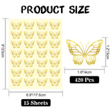 joycraft 420Pcs Butterfly Stickers, 1.5 inches Gold Foil Butterfly Gift Stickers, Clear Butterfly Envelope Seals Stickers, Personalized Stickers for Gift Wrapping Baby Shower Wedding Party Favor