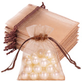 joycraft 50Pcs Light Brown Organza Bags – 2.7x3.5 In Sheer Jewelry Mesh Pouch, Small Party Favor Drawstring Pouch for Wedding, Birthday, Baby Shower, DIY Craft