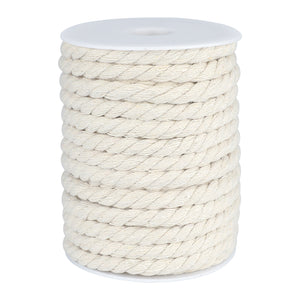 joycraft Macrame Cord, Off White Cotton Rope, 8mm x 21 Yard Natural White Cotton Macrame Rope,3 Strand Twisted Cotton String for Plant Hangers, Macrame Supplies, DIY Crafts, Knitting