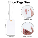 100Pcs White Blank Tags with String Attached, 4 3/4 x 2 3/8 inch Price Tags, Pre-Attached Cotton String Hangtags, Thick Paper Shipping Tag with Reinforced Eyelet for Gift Wrap, Christmas, Party