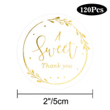 A Sweet Thank You Stickers, 120Pcs Gold Thank You Gift Stickers, 2inch Round Thank You for Party Favor, Sweet Thank You Stickers for Wedding, Baby Shower, Birthday, Anniversary, Gift Wrapping