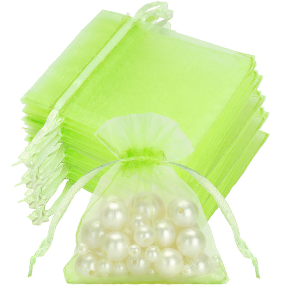 joycraft 50Pcs Light Green Organza Bags – 2.7x3.5 In Sheer Jewelry Mesh Pouch, Small Party Favor Drawstring Pouch for Wedding, Birthday, Baby Shower, DIY Craft