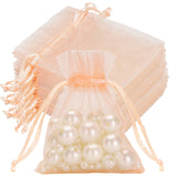 joycraft 50Pcs Peach Organza Bags - 2.7x3.5 In Jewelry Drawstring Mesh Pouch, Small Sheer Gift Bags for Small Business, Party Favor, Wedding, DIY Craft