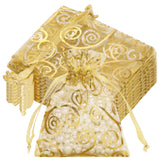 joycraft 50Pcs Organza Gift Bags - 2.7x3.5 In Gold Mesh Gift Drawstring Bags, Organza Party Favor Pouch for Valentine's Day, Wedding, Birthday, Brial Shower