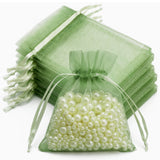 joycraft 50pcs Light Sage Green Organza Bags - 2.7x3.5In Sheer Drawstring Gift Bags, Small Mesh Party Favor Bags for Jewelry, Makeup Pouches, Candy, DIY Craft