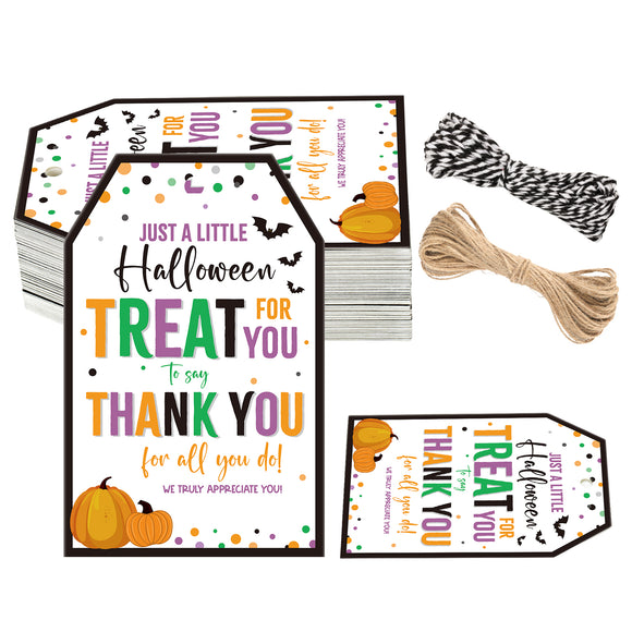 joycraft 100Pcs Happy Halloween Tag, Halloween Tags with String, Halloween Pumpkin Gift Tag, Kraft Paper Gift Wrapping Tags for Favor Party, Gift Box and DIY Gift Wrapping