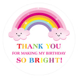joycraft 60Pcs Birthday Thank You Stickers, 2In Round Rainbow Birthday Party Favor Labels, Self-Adhesive Pink Thank You Envelope Seal Sticker for Gift Wrapping, Lollipop, Cupcakes, Cookie Bags