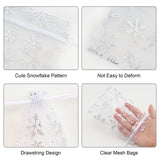 joycraft 50Pcs Christmas Drawstring Gift Bags, 4 x 6 Inches Christmas Organza Bags, White Snowflake Party Favor Bag, Xmas Mesh Jewelry Pouch for Party, Candy, Goodie, Treat Bags