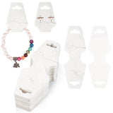 joycraft 100Pcs Bracelet Display Cards - 4.7x1.7 in Marble White Paper Self‑Adhesive Jewelry Display Cards, Foldable Necklace & Earring Card with Hole for Small Business, Exhibition, Supplies