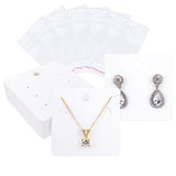 joycraft 6 Holes Earring Display Cards with Bags - 100Pcs White Paper Necklace Display Cards, 2.95 in Square Jewelry Card for Selling, Small Business, Craft Fair, Boutique Accessories