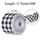 joycraft 2-3/8 Inch Burlap Ribbon, 10 Yards Buffalo Plaid Wired Ribbons, Black and White Burlap Ribbon, Christmas Burlap Fabric Ribbon, Burlap Ribbon for Big Bow Wreath Tree Decoration