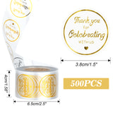 joycraft 500Pcs Thank You for Celebrating with Us Stickers, Gold Foil Thank You Stickers, 1.5" Round Self-Adhesive Stickers Roll, Personalized Gift Stickers for Envelope Seals, Gift Wrap, Weddings