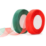 joycraft Organza Chiffon Ribbon, Gift Wrapping Ribbon, 50 Yards x 3/4" Green and Red Sheer Organza Ribbon, Gift Ribbons for Presents, Floral, Hair, Party, Wedding Decoration and Xmas