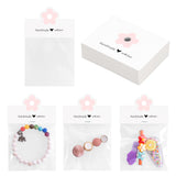 joycraft Jewelry Packaging for Small Business – 100Pcs White Bracelet Display Cards with Clear Bags, Small Handmade Jewelry Display Set for Bracelets, Key Chains, Earring, DIY Craft (Pink Flower)