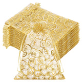 joycraft 50Pcs Organza Gift Bags - 5x7 In Gold Mesh Gift Drawstring Bags, Organza Party Favor Pouch for Valentine's Day, Wedding, Birthday, Brial Shower