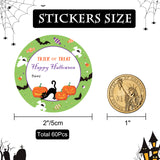 joycraft 60Pcs Happy Halloween Stickers, 2 inch Trick or Treat Halloween Stickers, Green Round Halloween Holiday Gift Stickers for Goodie Bags Halloween Party Favors Gift Wrapping DIY Craft