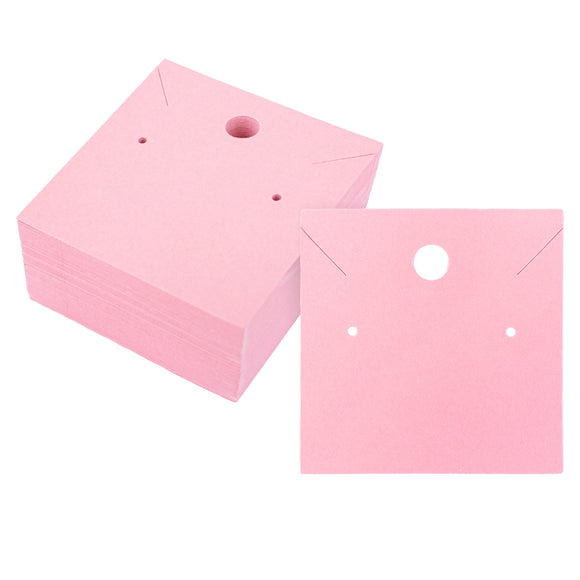 joycraft 100Pcs Earring Display Cards – 2.36In Pink Square Necklace Display Cards, Earring Kraft Paper Holder Cards for Handmade Jewelry, Small Business, Craft Fair, Retail Display