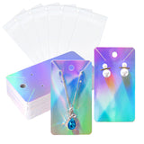 joycraft Necklace Display Cards with Bags - 100Pcs Holographic Earring Display Cards, 3.5x2 in White Paper Jewelry Card for Selling, Packaging, Small Business, Craft Fair