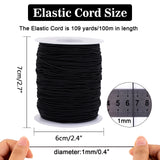 joycraft Elastic Cord for Bracelets, 1mm Stretchy Bracelet Bead String, 109 Yards Black Elastic String for Bracelets, Sewing, Necklace, Jewelry Making and Crafts