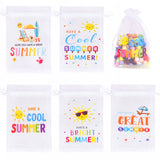 joycraft 30Pcs Summer Organza Bags - 4x6In End of School Year Drastring Gift Bags, 5 Style Have a Bright Summer Party Bags for Vacation, Graduation, Classroom, Office