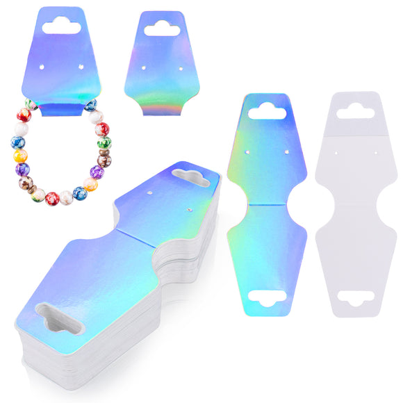 joycraft 100Pcs Bracelet Display Card – 4.7 x 1.7 inch Holographic Jewelry Display Cards, Earring Holder Blank Cards for Small Business, Jewelry Shop, Craft Fair, Scrunchies, Keychains