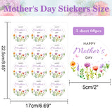 joycraft 60Pcs Mother's Day Gift Stickers, Happy Mother's Day Stickers, 2 Inch Colorful Flower Round Labels, Personalized Mother's Day Stickers for Gift Wrapping, DIY Card, Craft, Cookie Bags