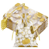 joycraft 4x6 In Pumpkin Organza Bags - 50Pcs White Fall Organza Gift Wrapping Bags, Small Mesh Drawstring Pouch for Halloween, Thanksgiving, Candy Treat, Jewelry