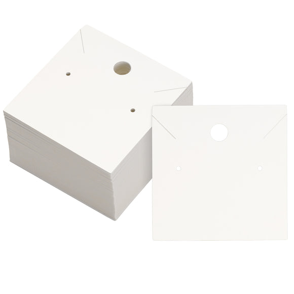 joycraft 100Pcs Earring Display Cards – 2.36In White Square Necklace Display Cards, Earring Kraft Paper Holder Cards for Handmade Jewelry, Small Business, Craft Fair, Retail Display