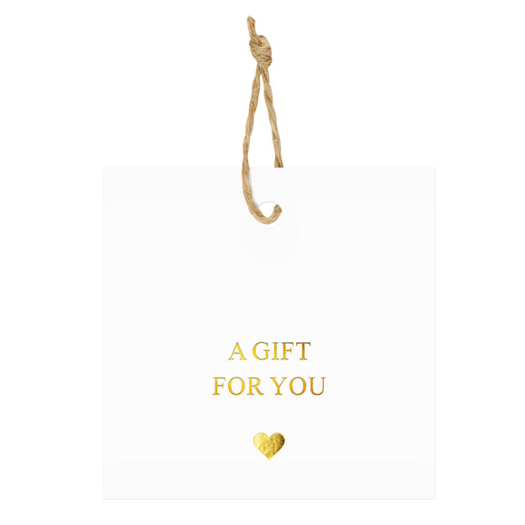 joycraft A Gift for You Tags – 2.5In Gold Foil Square Party Favor Paper Hangtag, 50pcs Gift Tags with String for Wedding, Birthday, Baby Shower, Holiday, Christmas, Thanksgiving, Teacher Appreciation