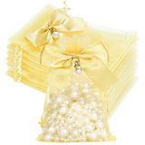 joycraft 4x6 In Organza Bags with Bow, 30Pcs Gold Party Favor Bag, Jewelry Pouches with Drawstring, Sheer Mesh Drawstring Bags for Jewelry, Makeup, Candy, Desserts
