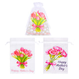 joycraft 4x6In Mother's Day Organza Bags - 30Pcs Floral Mesh Drawstring Gift Bags, 2 Style Happy Mother's Day Gift Wrapping Bags for Jewelry, Candy, DIY Craft, Cards