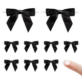 joycraft 50Pcs Twist Tie Bows, 3 Inches Satin Ribbon Twist Tie Bows, Holiday Gift Ribbon Bows, Small Satin Ribbon Bows for Birthday, Baby Shower, Wedding, Party Favor (Black)