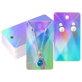 joycraft Earring Display Cards - 100Pcs Holographic Necklace Display Cards, 3.5x2 in White Paper Jewelry Card for Selling, Packaging, Small Business, Craft Fair