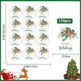 joycraft 120Pcs Happy Holiday Stickers, Christmas Gift Stickers, 2Inch Holly Christmas Stickers, Christmas Paper Stickers, Christmas Holiday Gift Labels for Envelope Seals, Xmas Party, Class, Home